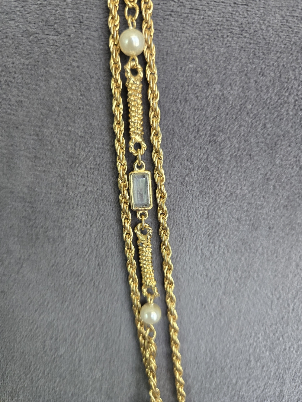 Gold Multi-Strand Pearl Accent Necklace - Women's Jewelry - Picture 2 of 4